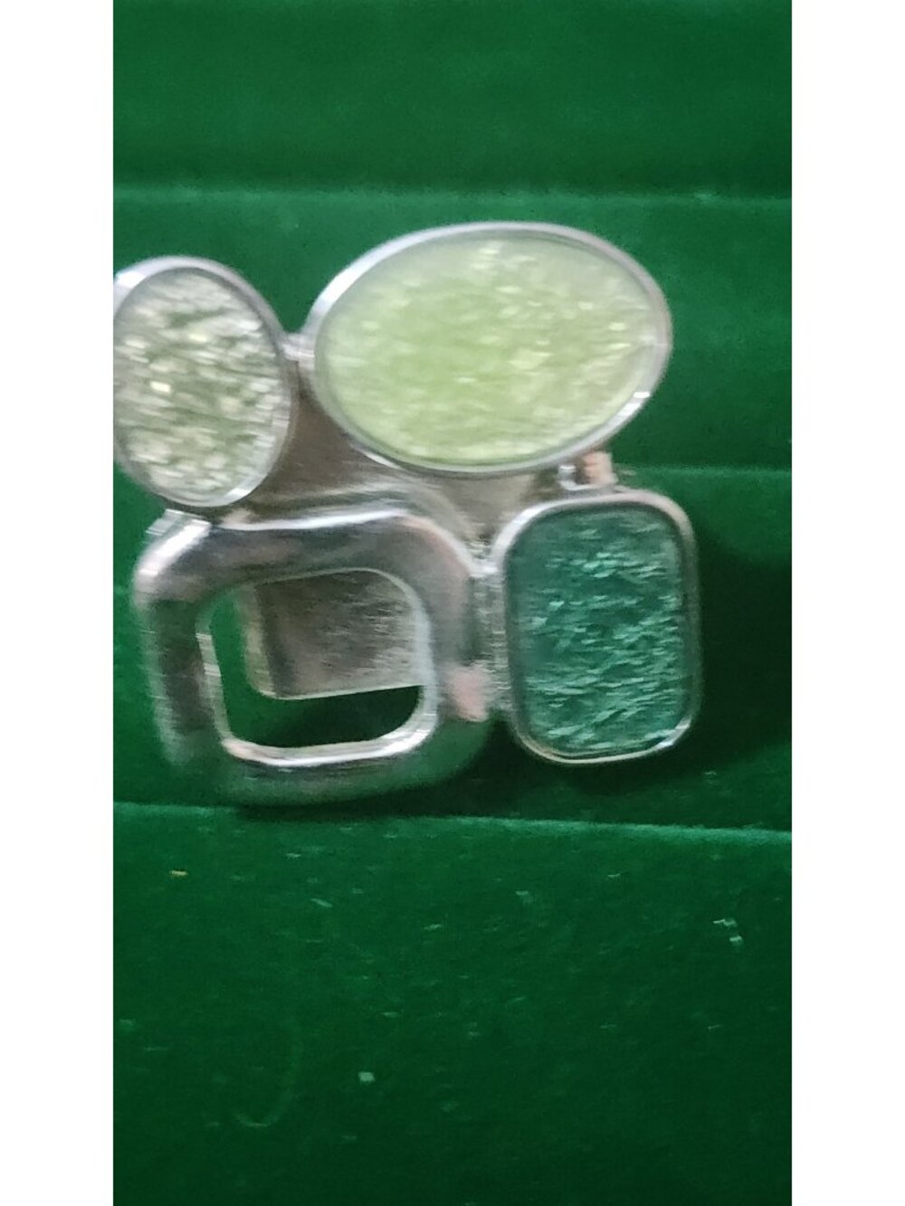 Vintage 80s Abstract Enamel Statement Ring Adjustable Modernist Mixed Shapes - Picture 8 of 10